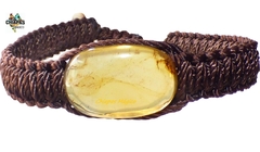 Pulsera Tejida Café Con Ámbar Auténtico (FLC)