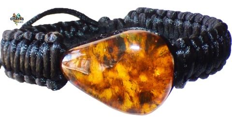 Pulsera con Gota de Ámbar Rústica & Hilo de Seda