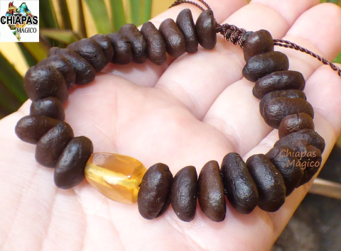 Pulsera Con Granos de Café & Ámbar Auténtico