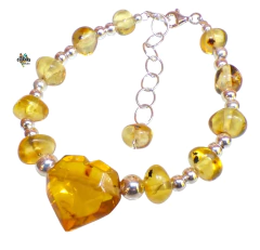 Imagen de Pulsera Con Corazón Facetado De Ámbar & Plata Ley (IK4)