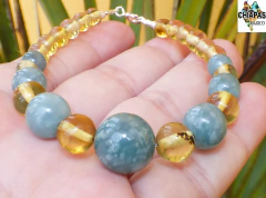 Pulsera con Esferas de Ámbar de Chiapas & Jade de Guatemala en internet