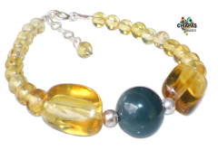 Pulsera con Esferas de Ámbar y Jade de Guatemala