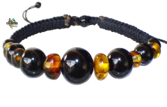 Pulsera Con Esferas de Jade Negro de Guatemala & Ámbar