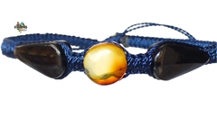 Pulsera Con Jade Negro De Guatemala & Ámbar (JLK1)