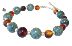 Pulsera con Jade Manzano, Ámbar Rojo & Plata Ley en internet