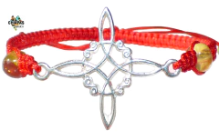 Pulsera Tejida Con Ámbar Auténtico & Nudo De Bruja