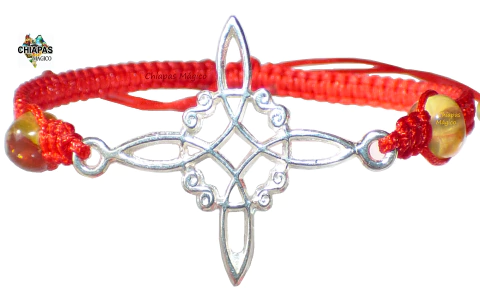 Pulsera Tejida Con Ámbar Auténtico & Nudo De Bruja