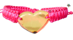 Pulsera Con Corazón De Ámbar & Hilo De Seda (PIK)