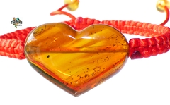 Pulsera Con Corazón De Ambar Cognac & Hilo De Seda (SK10) - comprar en línea