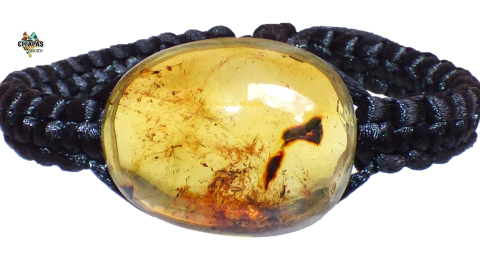 Pulsera Tejida Con Seda & Ámbar Auténtico (SLK4)