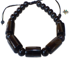 Pulsera Con Tubos de Jade Negro de Guatemala & Obsidianas