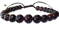 Pulsera Tejida con Ámbar Rojo Oscuro #001