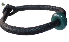 Pulsera con Dona de Jade de Guatemala & Piel de Cabra - comprar en línea