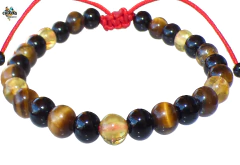Pulsera con Esferas de Obsidiana, Ojo de Tigre & Ámbar Auténtico - comprar en línea