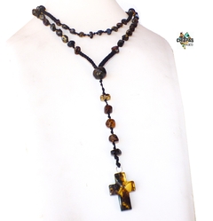 Rosario Con Ámbar Musgoso & Tejido Negro (BLK1) - comprar en línea