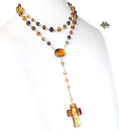 Rosario Engarzado Con Ámbar Auténtico & Cruz Grande (WMK1) - comprar en línea