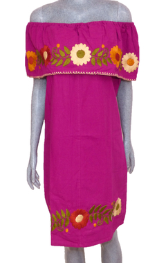 Vestido Campesino Bordado a mano Bugambilia (M)