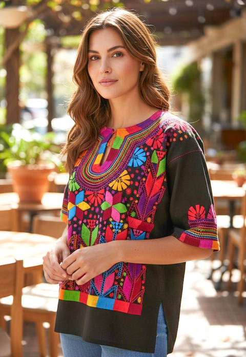 Blusa Milpa Negra/Multicolor #009 (M) - comprar en línea