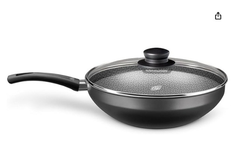 FLORA WOK COM TAMPA DE VIDRO N.28 / 4,3L - DE ALUMINIO REVESTIDO COR GRAFITE - 8103