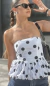 Blusa Peplum Balonê Poá