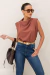 Blusa Creppe Drapeada Ombreira