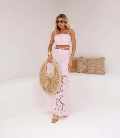 Conjunto Cropped Saia Renda