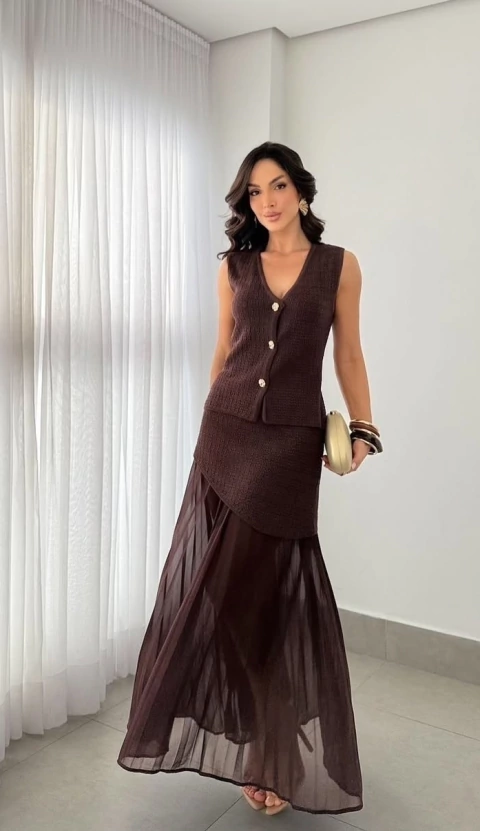 Conjunto Colete Saia Plissada - comprar online