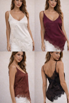 Blusa Alça Cetim Renda - Dress It Up! Store