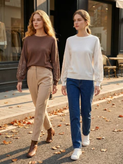 Blusa Moletinho Premium Manga Bordada com Pedrarias – Elegância e Conforto - loja online