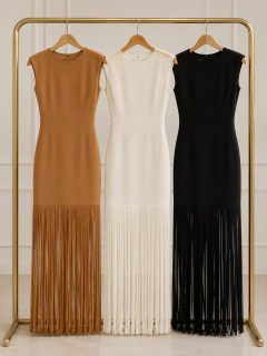 Vestido Longo Tricot Franjas - Dress It Up! Store