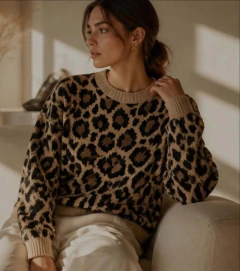 Blusa Manga Longa Tricot Animal Print - comprar online