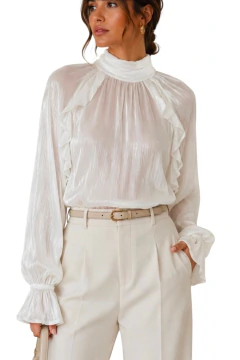 Blusa Manga Longa Organza Babados