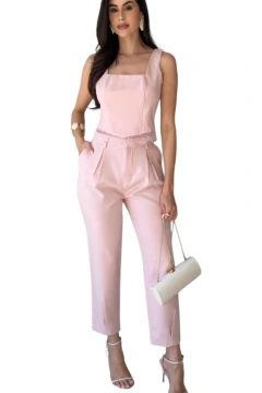 Conjunto Blusa Regata Renda e Calça Alfaiataria