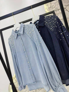 Camisa Jeans Pérolas - loja online