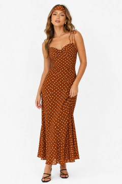 Vestido Midi Poá Faixa