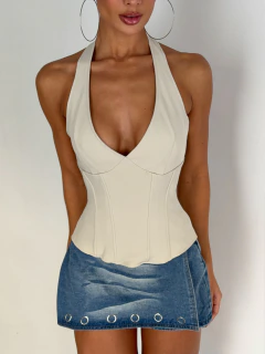 Blusa Corset Frente Única Amarração na internet