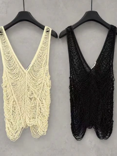 Blusa Pedraria Trama Boho Decote V - Dress It Up! Store