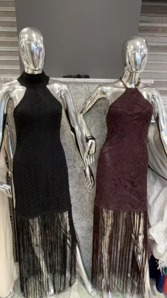 Vestido Longo Renda Franjas - comprar online