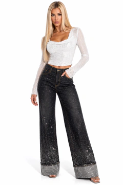 Calça Jeans Strass Degrade
