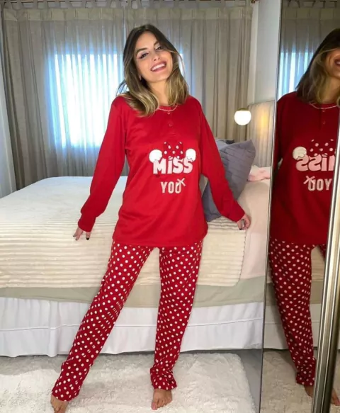 Pijama Algodão Estampa Poá