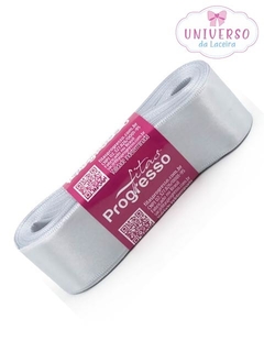 FITA DE CETIM NA COR PRATA DUPLA FACE 30MM COM 10 METROS