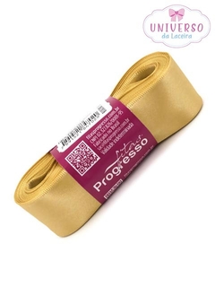 FITA DE CETIM NA COR OURO DUPLA FACE 30MM COM 10 METROS