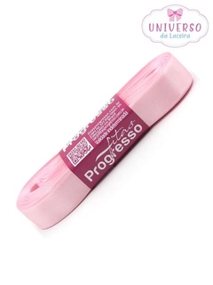 FITA DE CETIM NA COR ROSA BEBÊ FACE 15MM COM 10 METROS