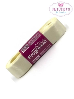 FITA DE CETIM NA COR CHAMPAGNE FACE 22MM COM 10 METROS