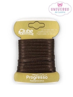 FITA DE CETIM NA COR MARROM CAFÉ FACE 4MM COM 10 METROS
