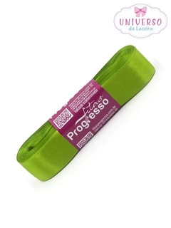 FITA DE CETIM NA COR VERDE FOLHA FACE 22MM COM 10 METROS