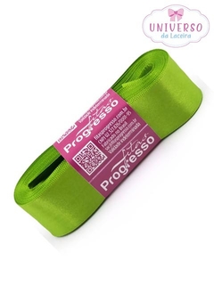 FITA DE CETIM NA COR VERDE FOLHA FACE 30MM COM 10 METROS