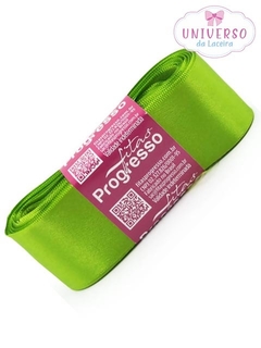 FITA DE CETIM NA COR VERDE FOLHA FACE 38MM COM 10 METROS