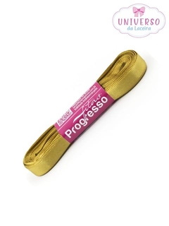 FITA DE CETIM NA COR DOURADO FACE 10MM COM 10 METROS