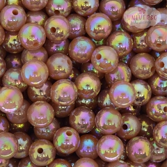BOLA IRISADA 08MM MARROM COM FURO COM 30 GRAMAS
